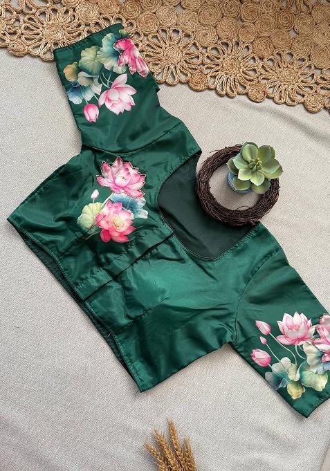 Pista Ikat Silk Saree Set