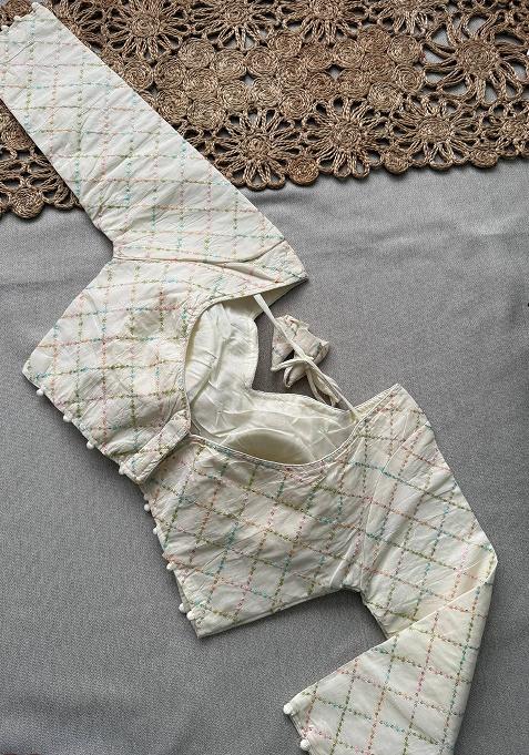 Baby Pink Ikat Silk Saree Set