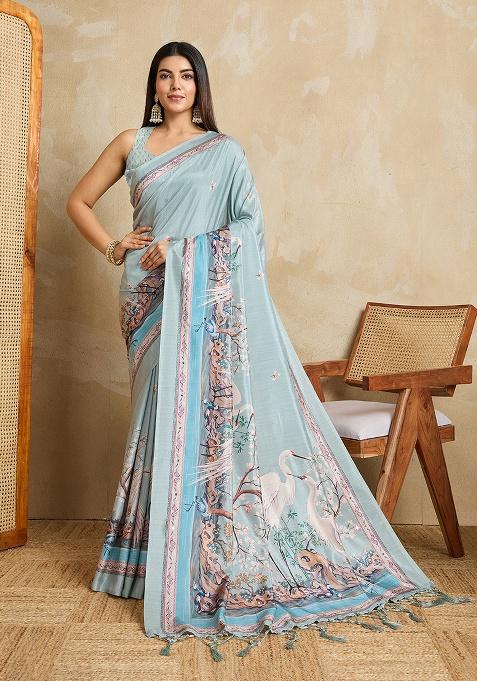 Green Zari Work Jacquard Saree Set