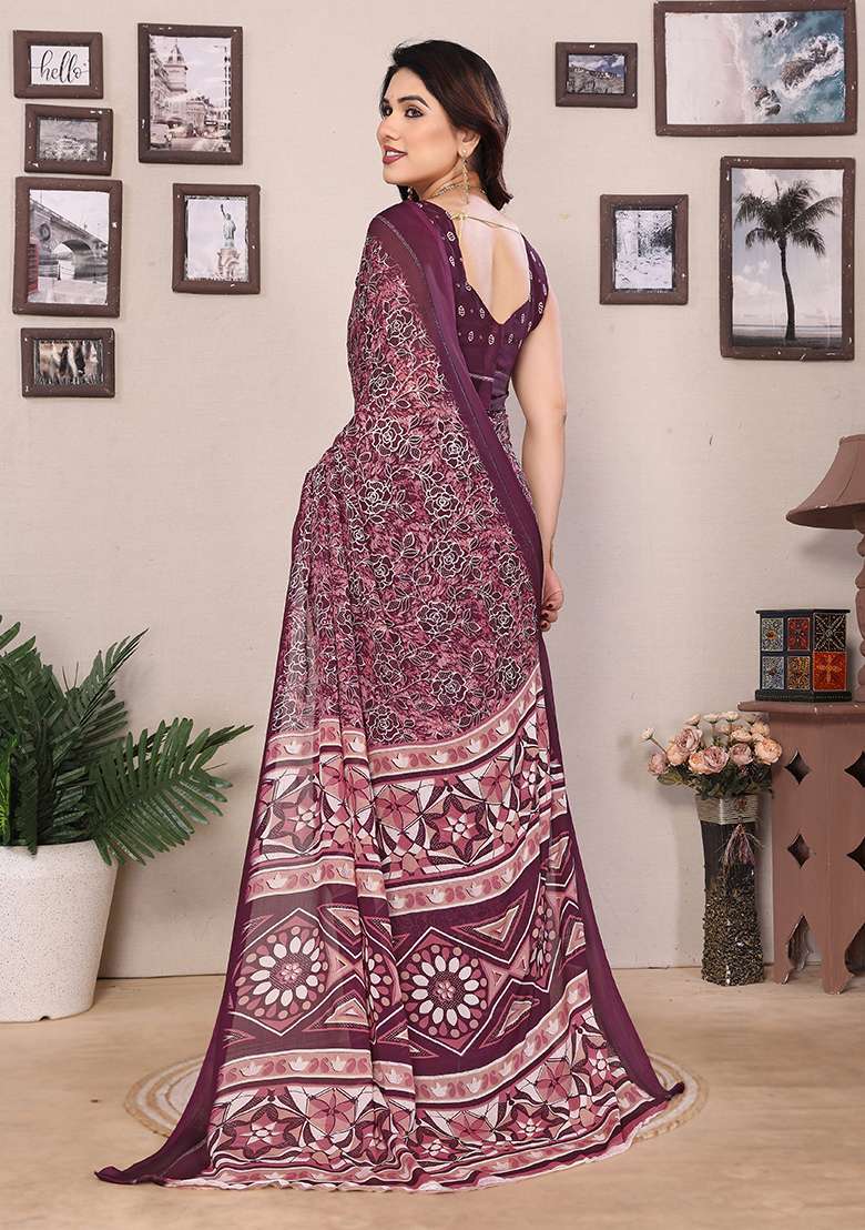 Yellow Satin Saree Set with Printed for Diwali | Wedding & Festive Wear - Indya