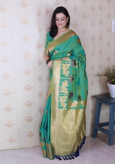 Rama Motif Silk Saree Set