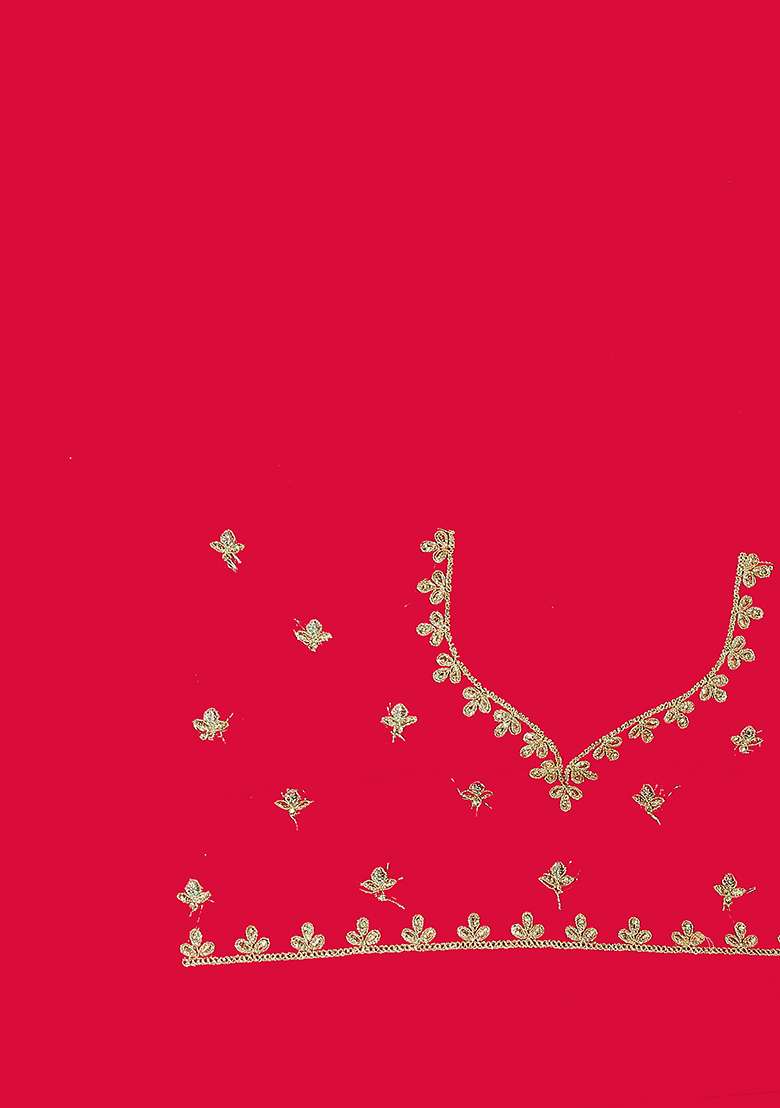 Cherry Embroidery Silk Blend Saree Set for Diwali and Festive Wear - Indya