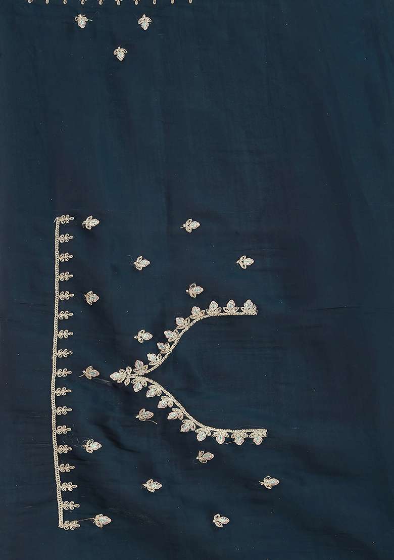Morpeach Embroidery Silk Blend Saree Set for Diwali and Festive Wear - Indya