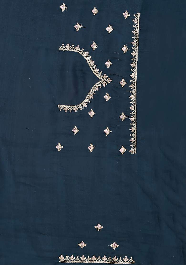 Morpeach Embroidery Silk Blend Saree Set for Diwali and Festive Wear - Indya