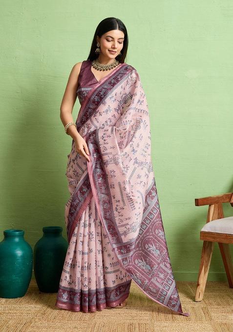 Multi Embroidery Silk Saree Set