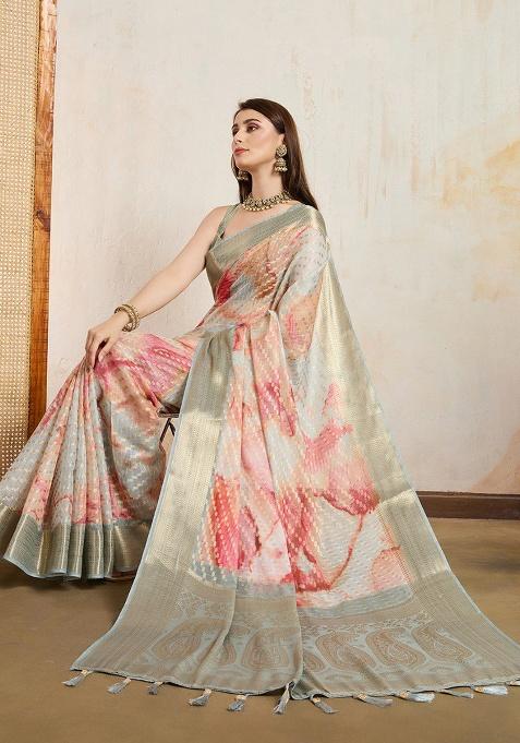 Multi Embroidery Viscose Saree Set