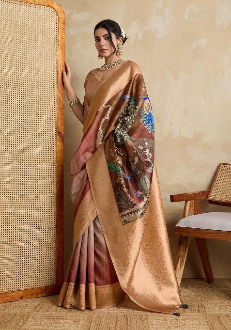 Multi Embroidery Silk Saree Set