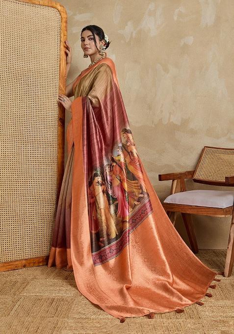 Multi Embroidery Silk Saree Set