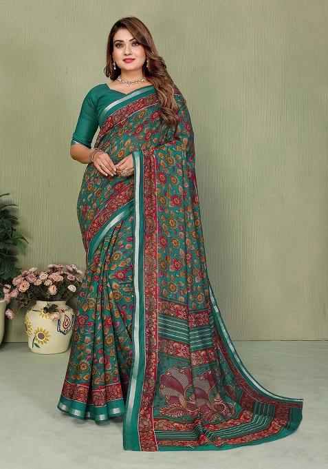 Multi Embroidery Cotton Saree Set