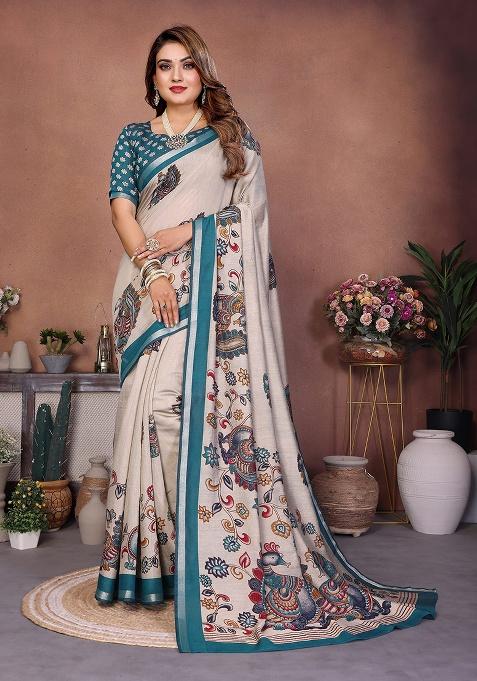 Multi Embroidery Cotton Saree Set