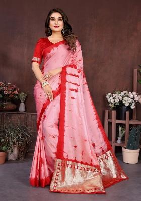 Navy Blue Embroidery Silk Saree Set