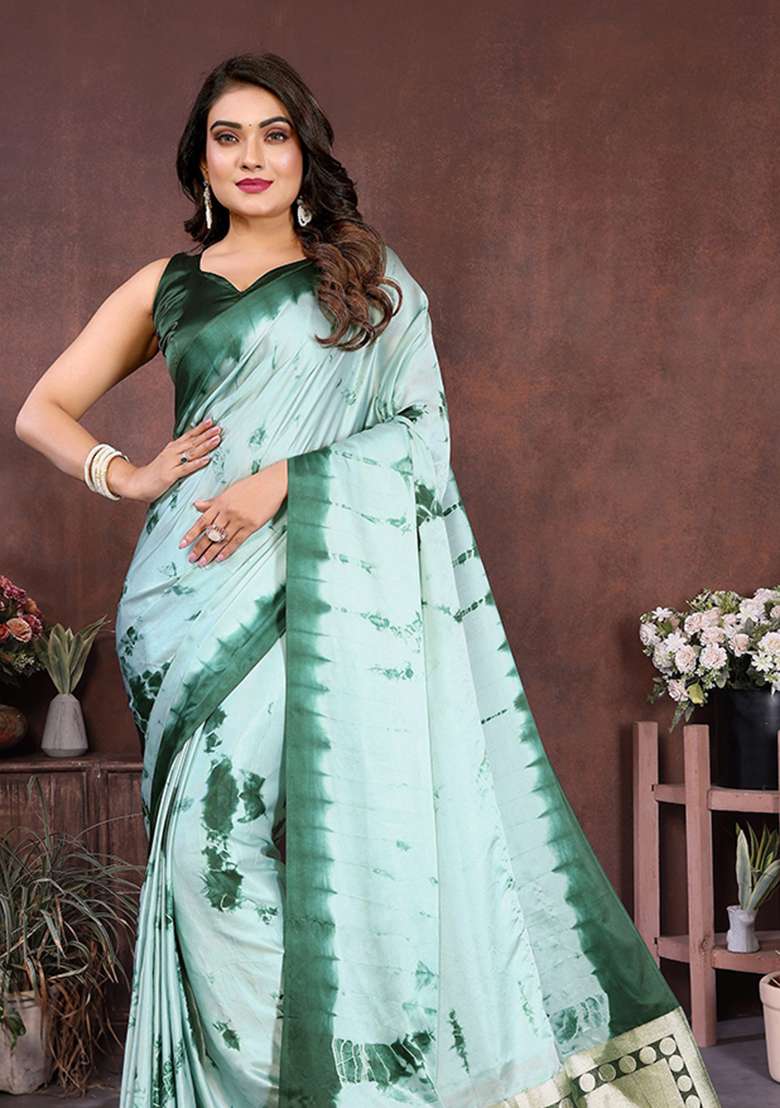 Yellow Embroidery Silk Blend Saree Set - Indya