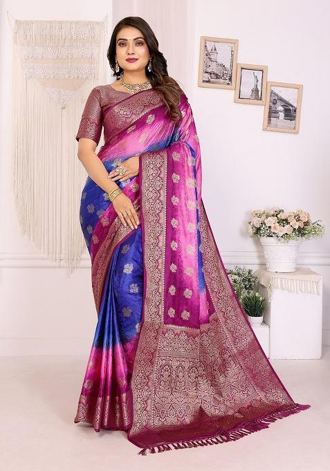Multi Embroidery Silk Saree Set