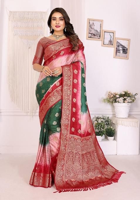 Multi Embroidery Silk Saree Set