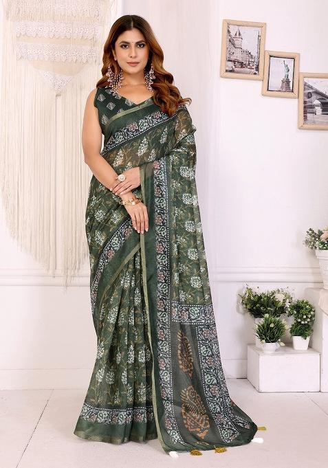 Multi Embroidery Cotton Saree Set