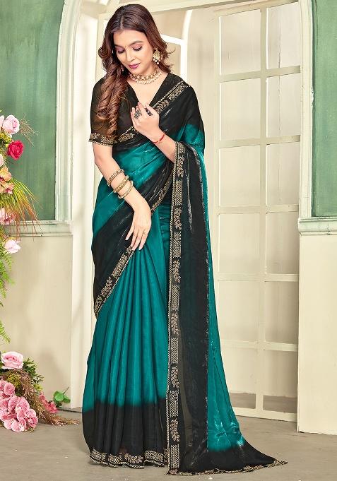 Rama Embroidery Silk Saree Set