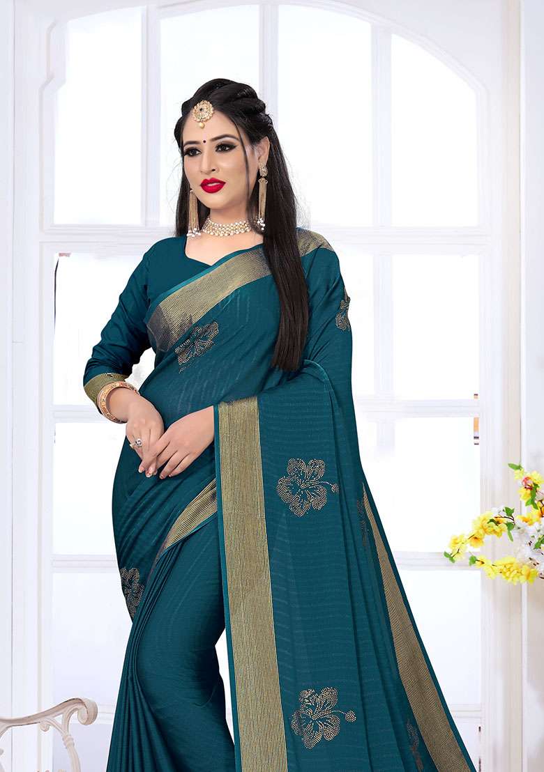 Morpeach Silk Blend Saree Set with Embroidery for Diwali | Wedding & Festive Wear - Indya
