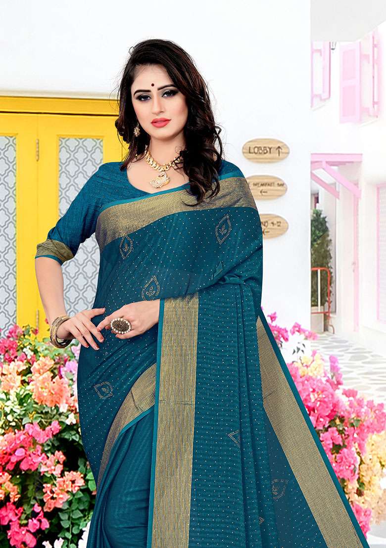 Morpeach Silk Blend Saree Set with Embroidery for Diwali | Wedding & Festive Wear - Indya