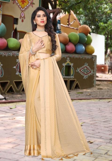 Chiku Embroidery Satin Saree Set