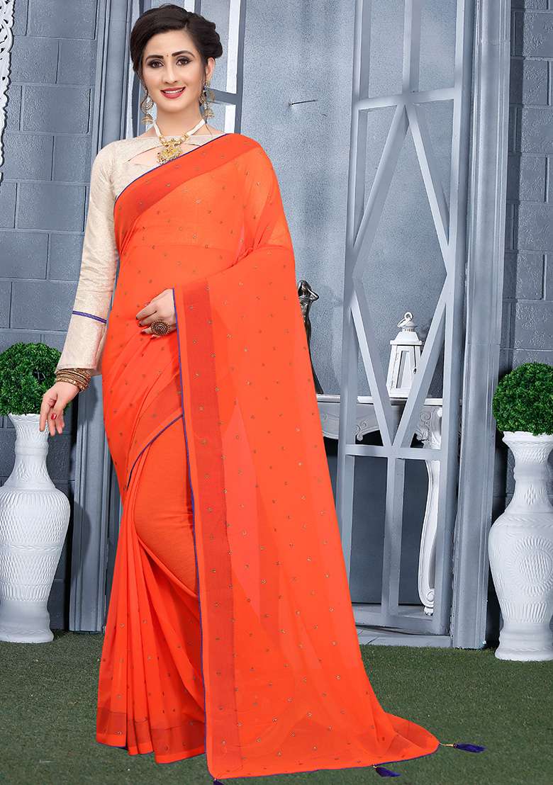 Fanta Embroidery Georgette Saree Set for Diwali and Festive Wear - Indya