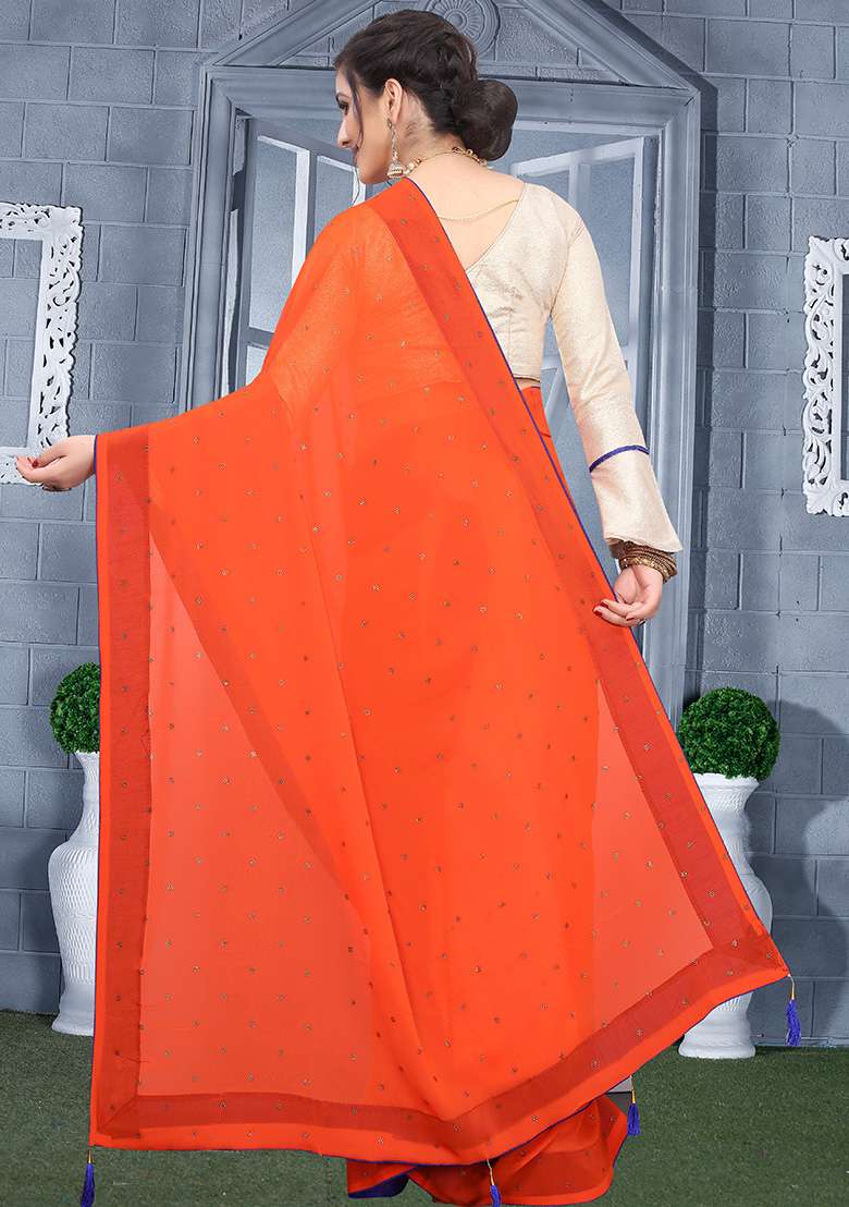 Fanta Embroidery Georgette Saree Set for Diwali and Festive Wear - Indya