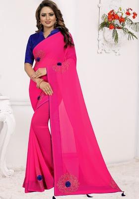 Gajari Embroidery Georgette Saree Set