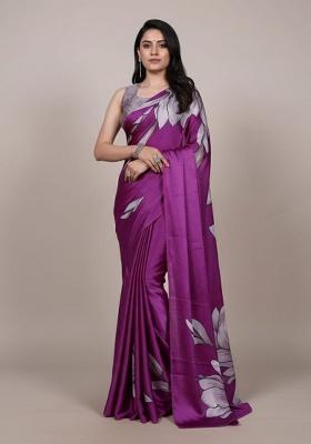 Pink Embroidery Silk Saree Set