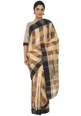 Yellow Motif Silk Saree Set