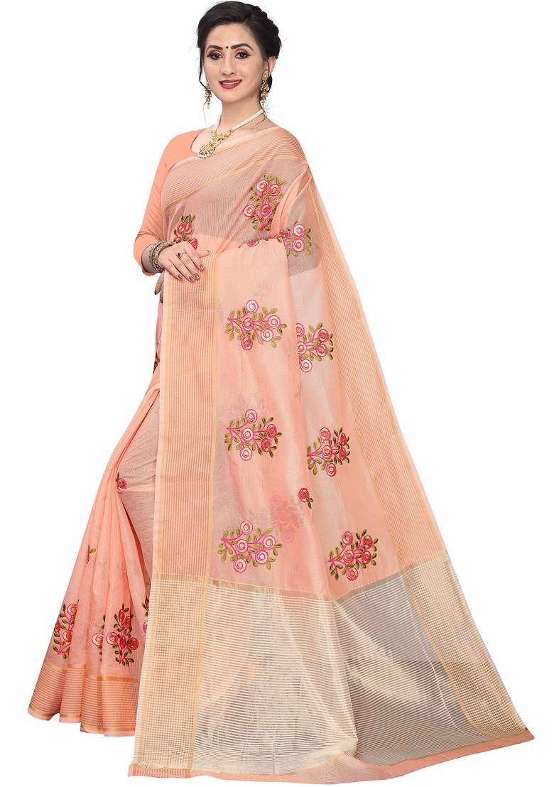 Coral Motif Net Saree Set - Indya