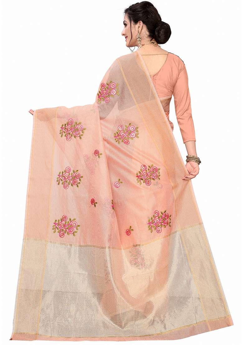 Coral Motif Net Saree Set - Indya