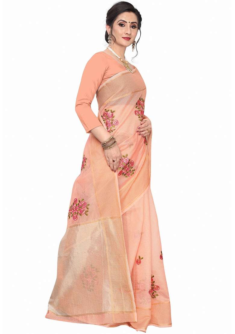 Coral Motif Net Saree Set - Indya