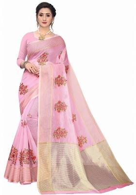 Peach Motif Net Saree Set