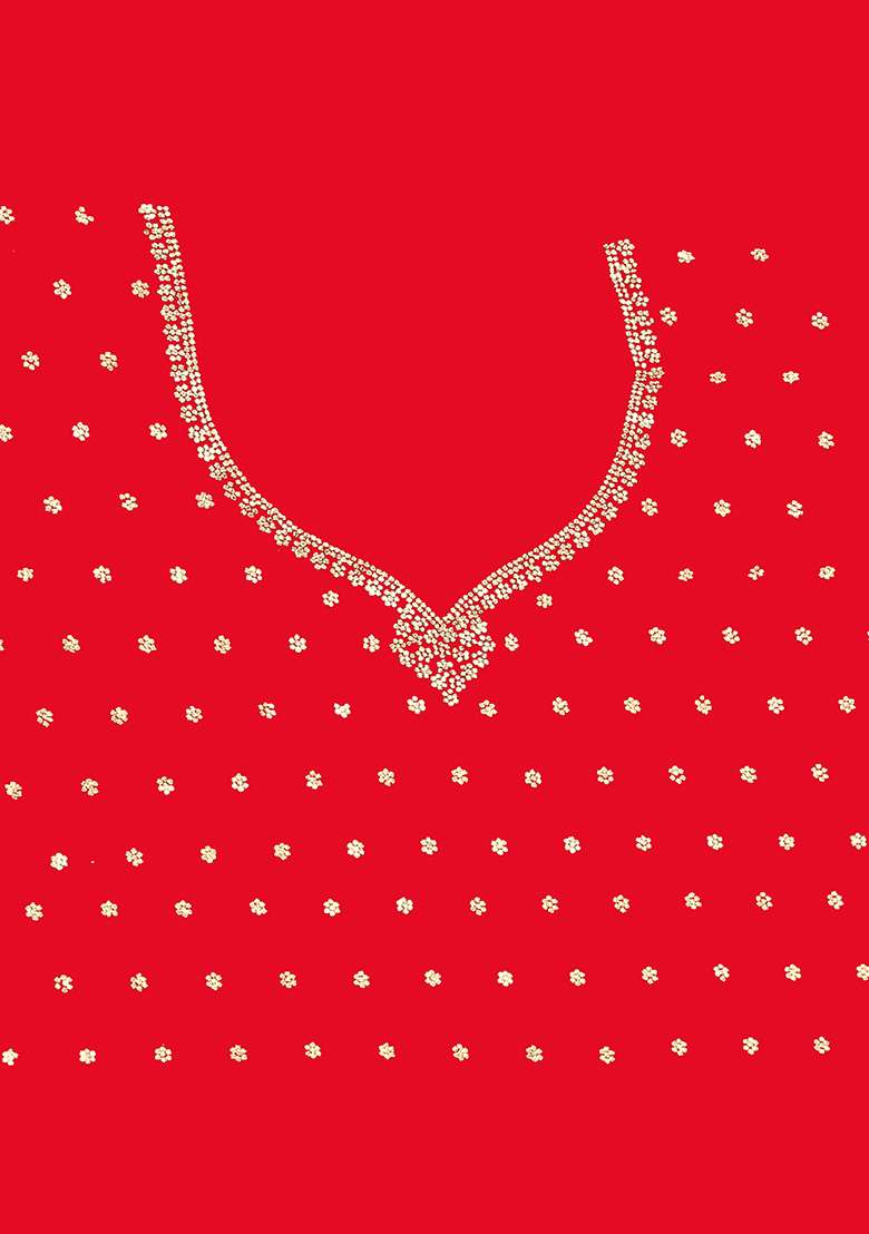 Red Embellished Silk Blend Saree Set for Diwali | Wedding & Festive Wear - Indya