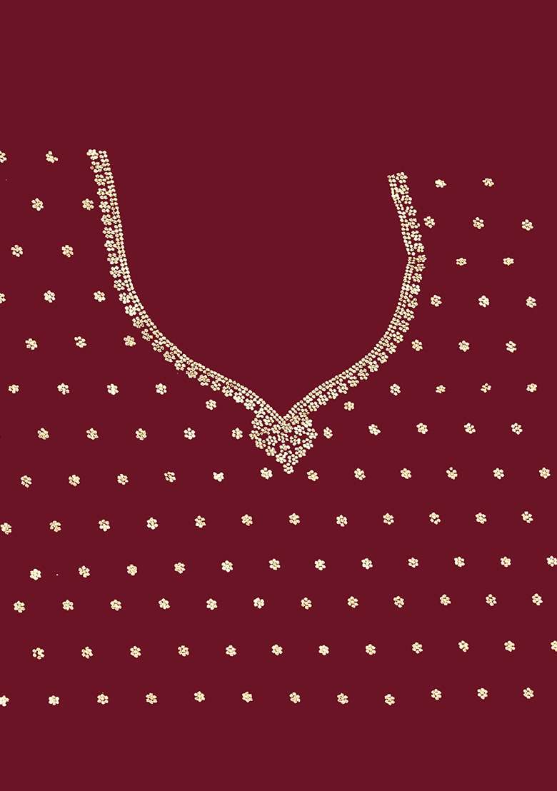 Wine Embellished Silk Blend Saree Set for Diwali | Wedding & Festive Wear - Indya