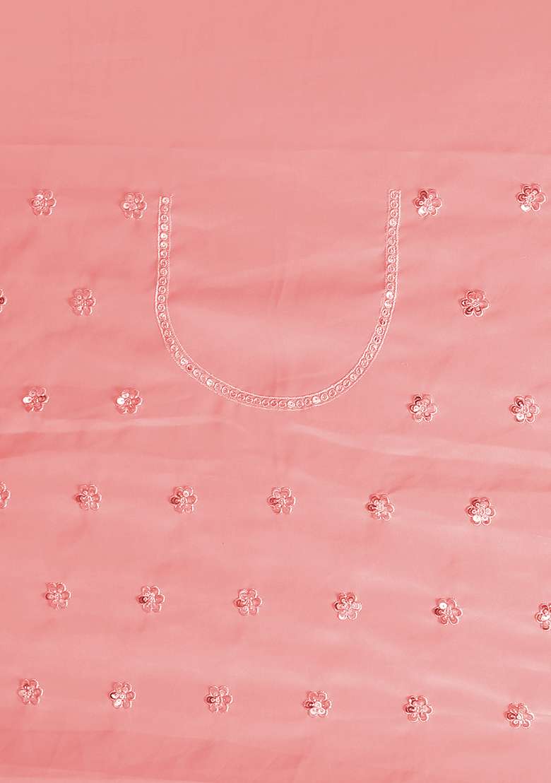 Pink Embroidered Georgette Saree Set - Indya