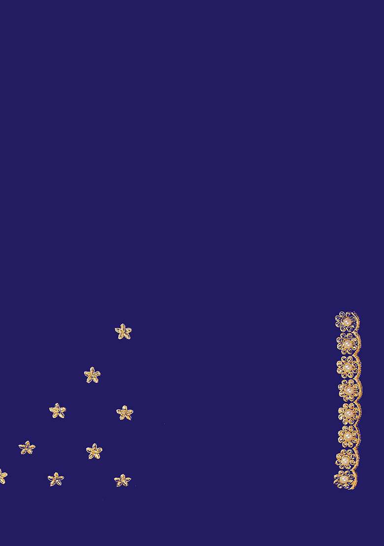 Navy Blue Georgette Saree Set with Embroidered for Diwali | Wedding & Festive Wear - Indya