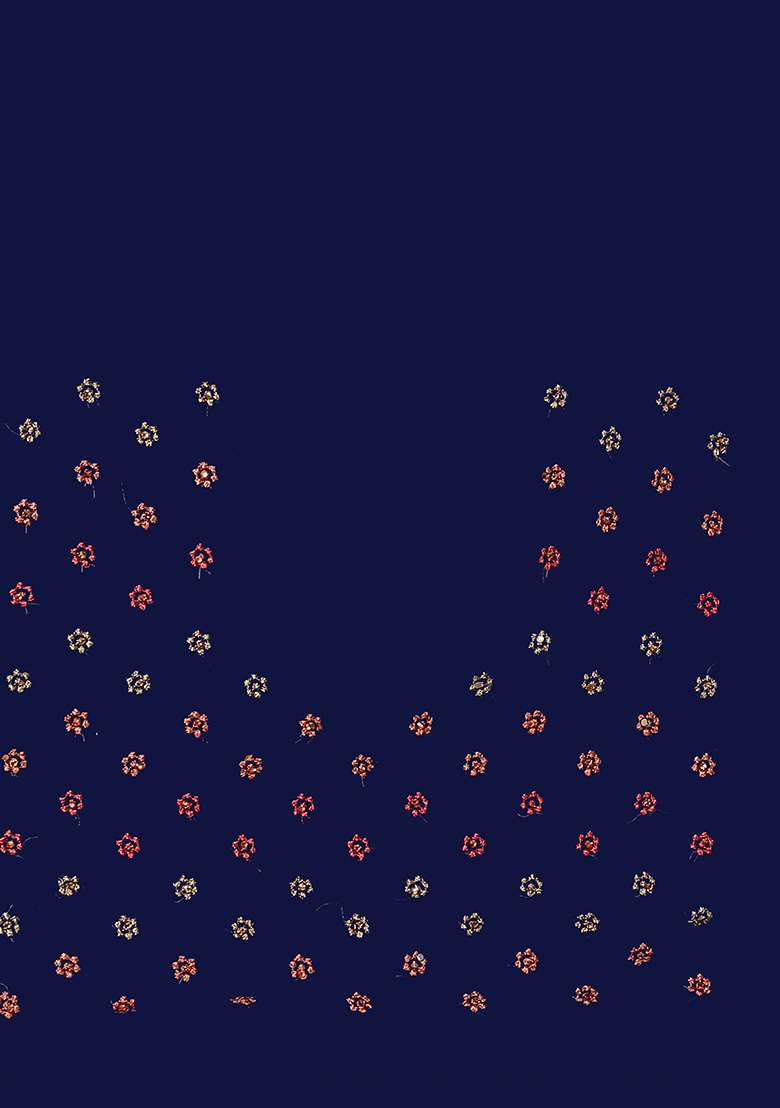 Navy Blue Net Saree Set with Embroidered for Diwali | Wedding & Festive Wear - Indya