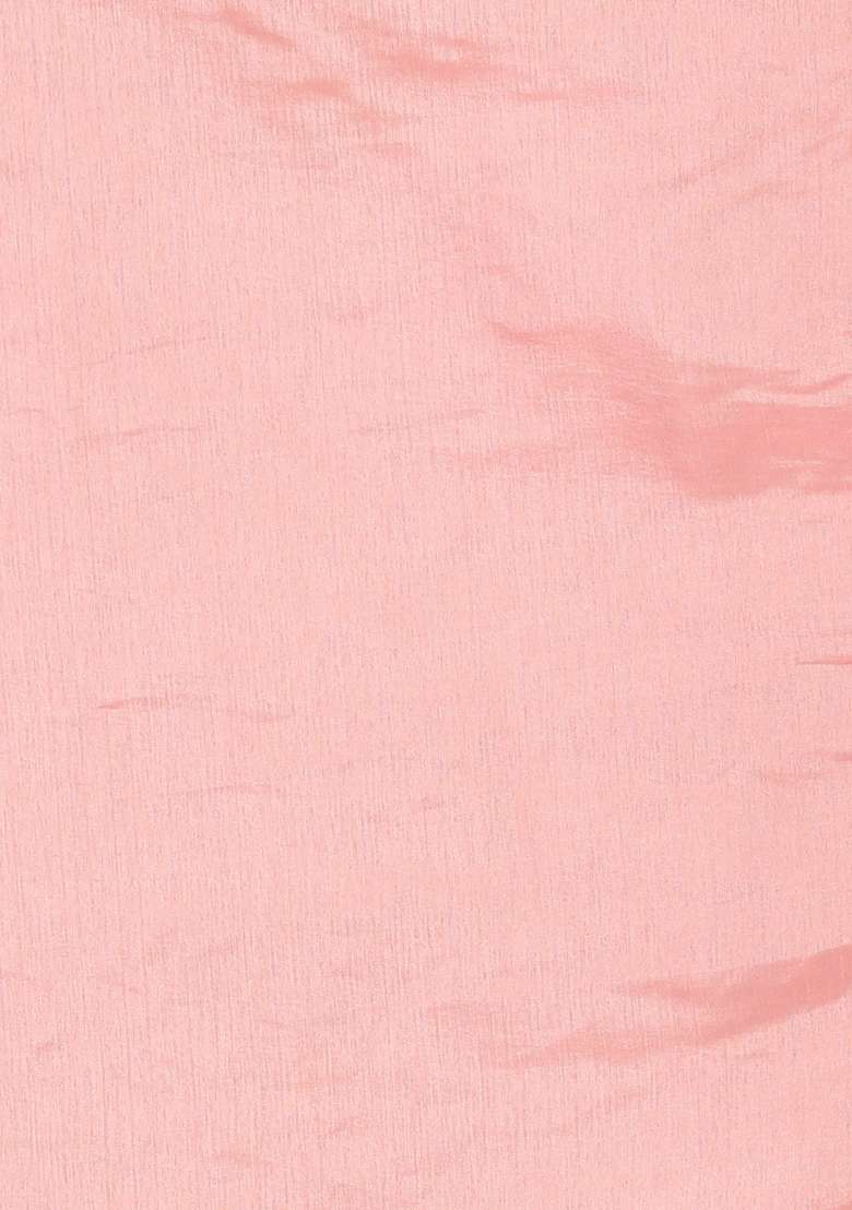 Peach Embroidered Silk Blend Saree Set - Indya