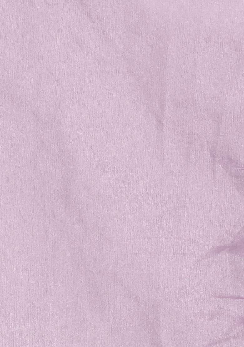 Lavender Embroidered Silk Blend Saree Set - Indya
