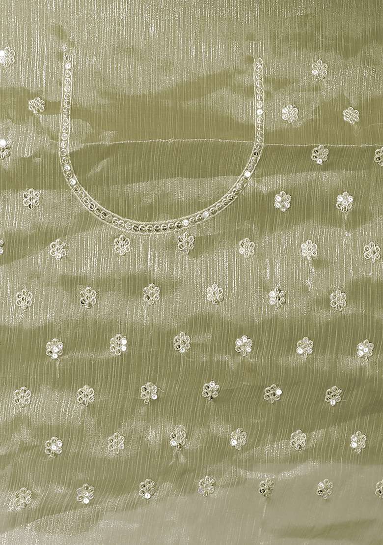 Pista Embroidered Silk Blend Saree Set for Diwali and Festive Wear - Indya