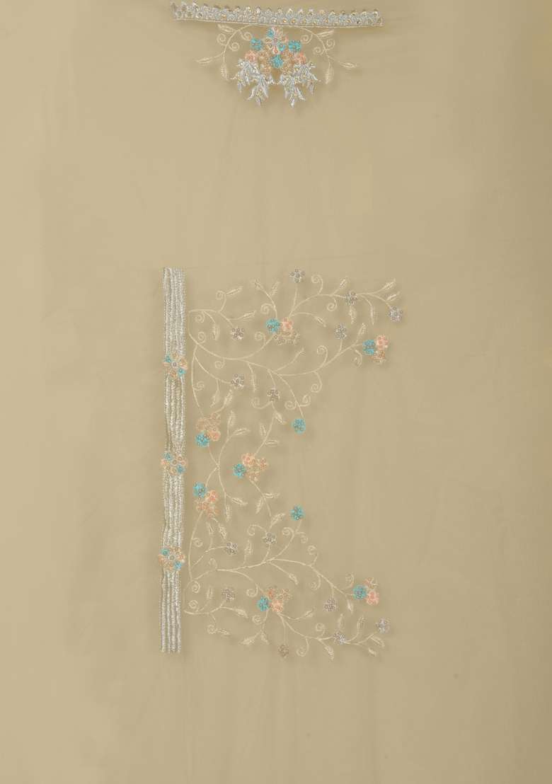 Chiku Embroidered Net Saree Set - Indya