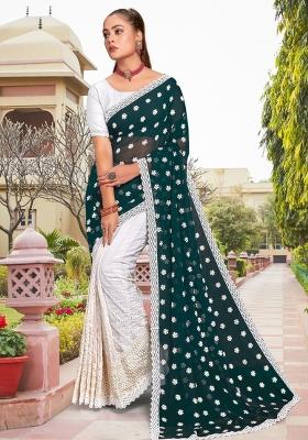 Blue Embroidered Georgette Saree Set