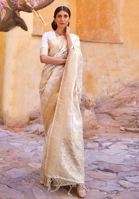 Multi Color Solid Silk Saree Set