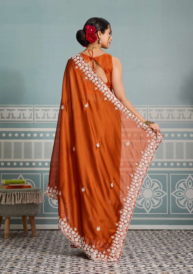 Mustard Black Rangoli Silk Blend Saree Set with Embroidery for Diwali | Wedding & Festive Wear - Indya
