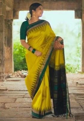 Light Green Embroidery Lichi Silk Saree With Blouse