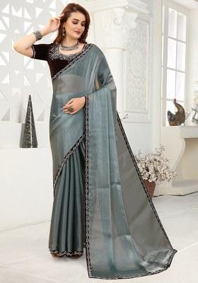 Grey Zarkan Jimmy Choo Crush Saree Set