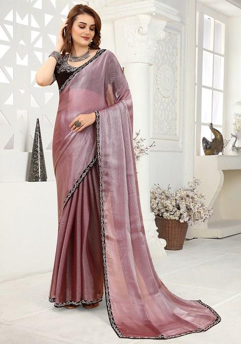Dusty Rose Zarkan Jimmy Choo Crush Saree Set