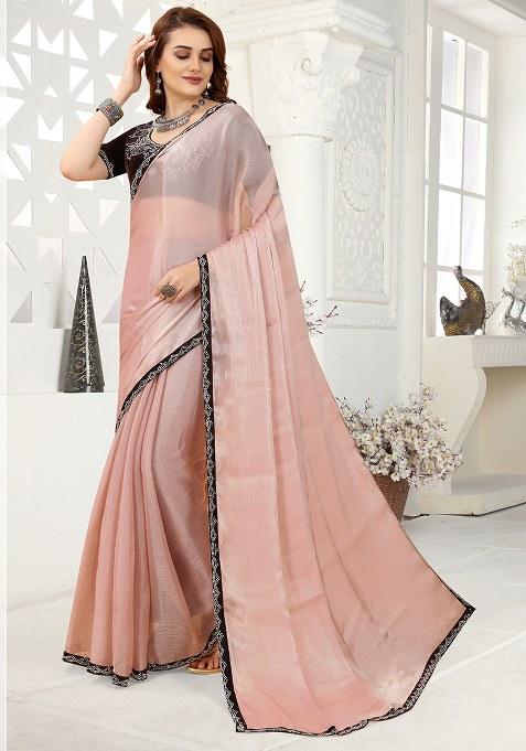 Peach Zarkan Jimmy Choo Crush Saree Set