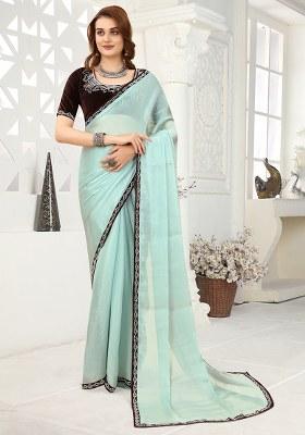 See Green Zarkan Jimmy Choo Crush Saree Set