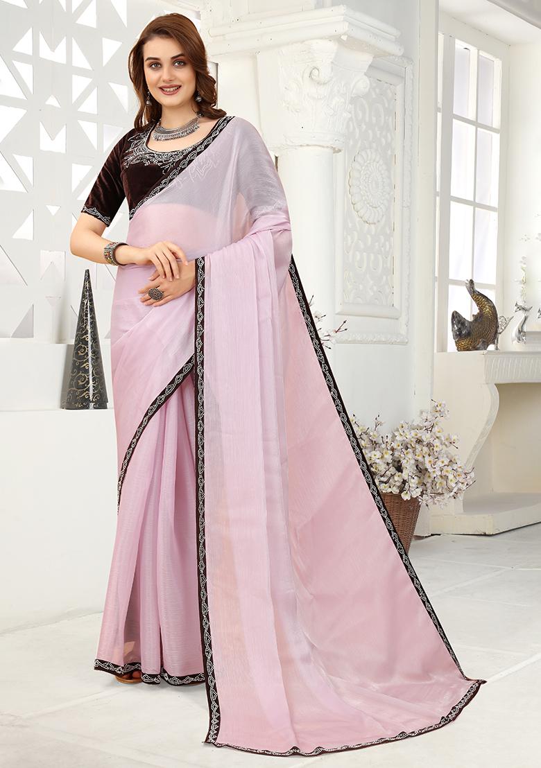 Pink Zarkan Jimmy Choo Crush Saree Set - Indya